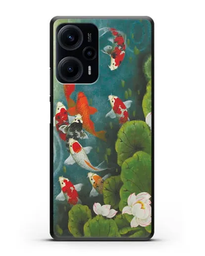 Чехол Японский пруд с карпами силиконовый для Xiaomi Poco F5