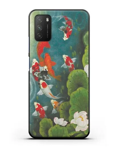 Чехол Японский пруд с карпами силиконовый для Xiaomi Poco M3