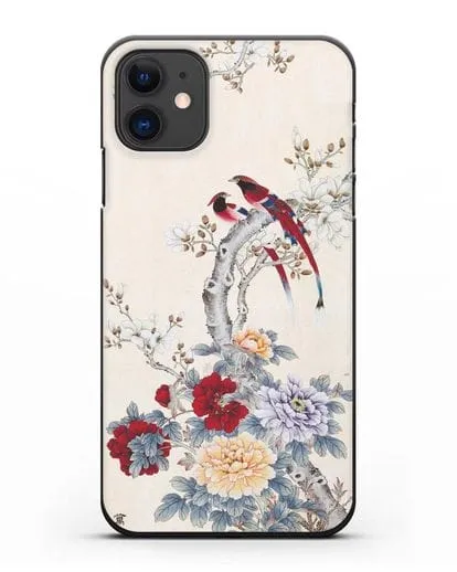 Чехол Цветы и птицы силиконовый для iPhone 11