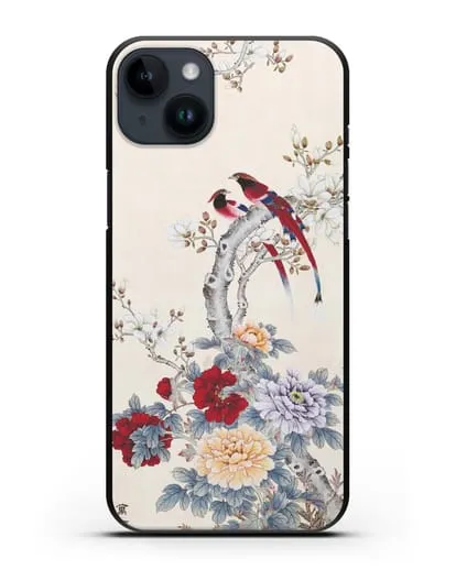 Чехол Цветы и птицы силиконовый для iPhone 14 Plus