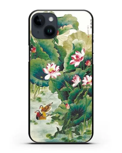 Чехол Японская гравюра Лотосы силиконовый для iPhone 14 Plus