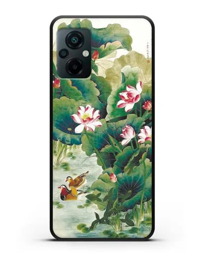 Чехол Японская гравюра Лотосы силиконовый для Xiaomi Poco M5