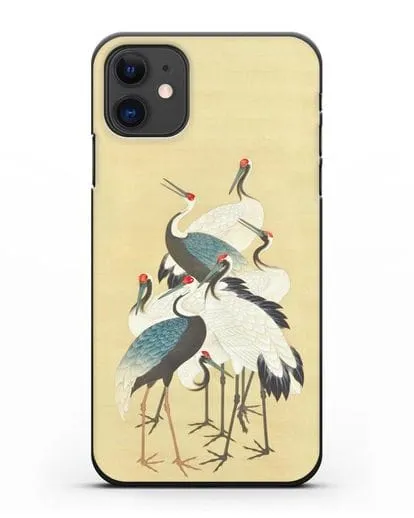 Чехол Японская гравюра Аисты силиконовый для iPhone 11