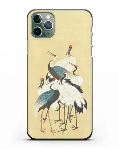 Чехол Японская гравюра Аисты силиконовый для iPhone 11 Pro Max