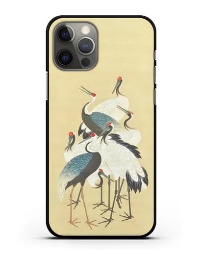 Чехол Японская гравюра Аисты силиконовый для iPhone 12 Pro