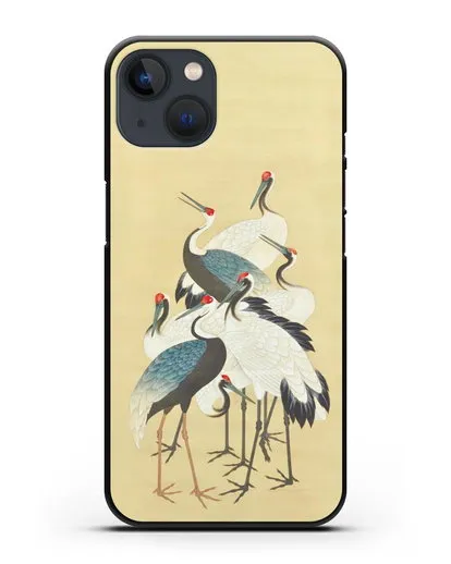 Чехол Японская гравюра Аисты силиконовый для iPhone 13