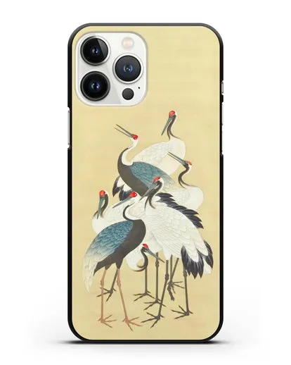 Чехол Японская гравюра Аисты силиконовый для iPhone 13 Pro Max