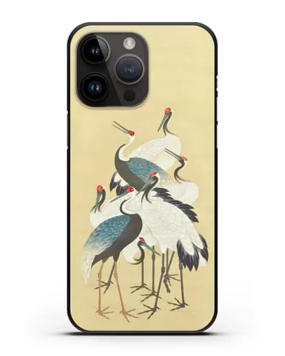 Чехол Японская гравюра Аисты силиконовый для iPhone 14 Pro Max