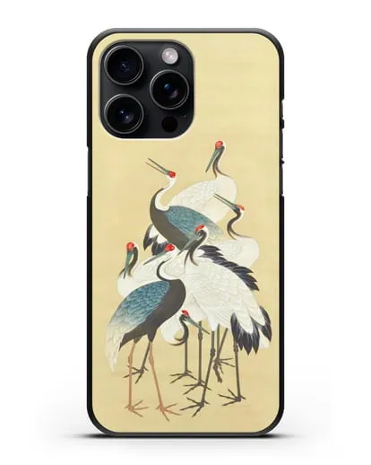 Чехол Японская гравюра Аисты силиконовый для iPhone 15 Pro Max