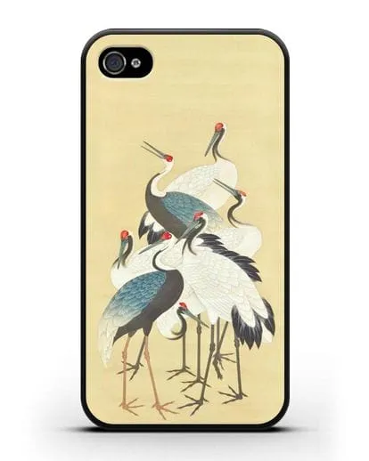 Чехол Японская гравюра Аисты силиконовый для iPhone 4/4s