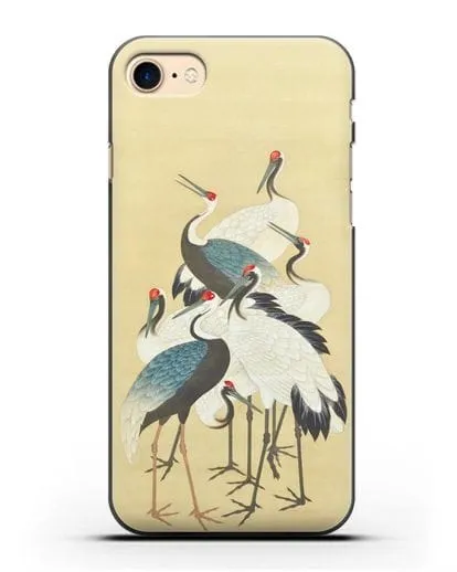 Чехол Японская гравюра Аисты силиконовый для iPhone 8