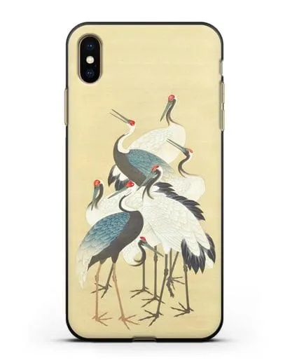 Чехол Японская гравюра Аисты силиконовый для iPhone XS Max