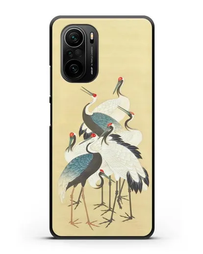 Чехол Японская гравюра Аисты силиконовый для Xiaomi Poco F3 Pro