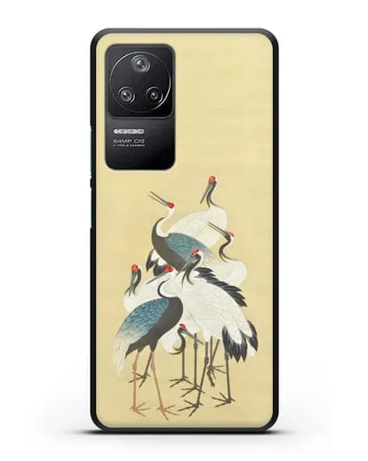 Чехол Японская гравюра Аисты силиконовый для Xiaomi Poco F4