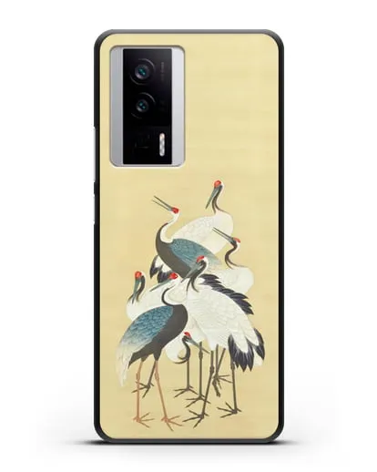 Чехол Японская гравюра Аисты силиконовый для Xiaomi Poco F5 Pro