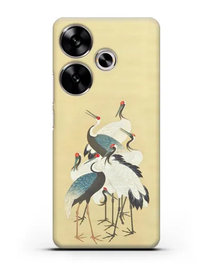 Чехол Японская гравюра Аисты силиконовый для Xiaomi Poco F6