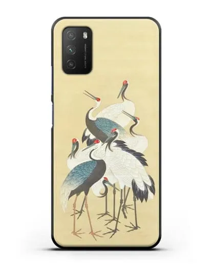 Чехол Японская гравюра Аисты силиконовый для Xiaomi Poco M3