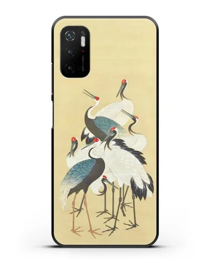 Чехол Японская гравюра Аисты силиконовый для Xiaomi Poco M3 Pro