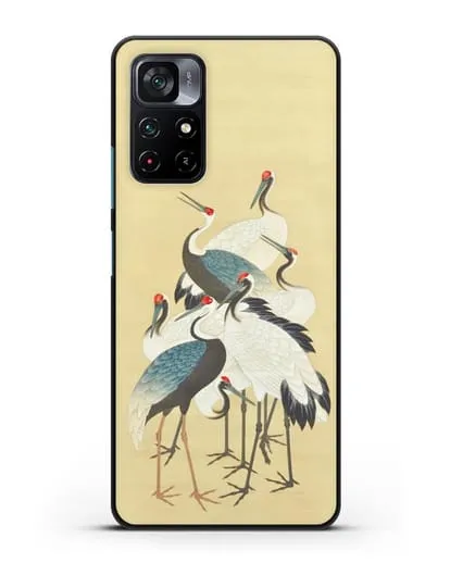 Чехол Японская гравюра Аисты силиконовый для Xiaomi Poco M4 Pro 5G