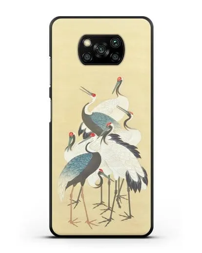 Чехол Японская гравюра Аисты силиконовый для Xiaomi Poco X3