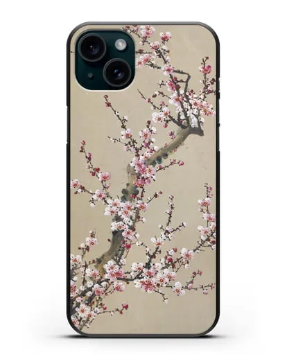 Чехол Японская сакура силиконовый для iPhone 15 Plus
