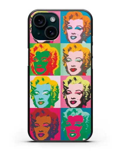 Чехол в стиле поп-арт Мэрилин Монро (Энди Уорхол) силиконовый для iPhone 15