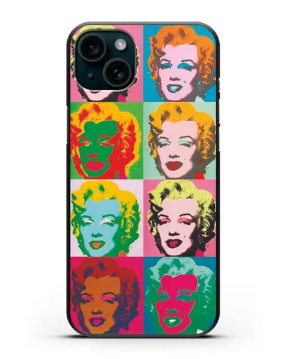 Чехол в стиле поп-арт Мэрилин Монро (Энди Уорхол) силиконовый для iPhone 15 Plus