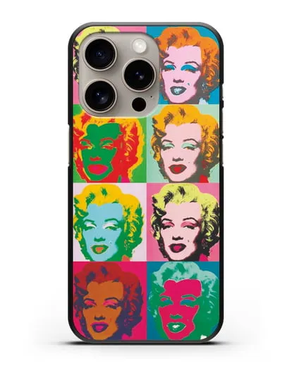 Чехол в стиле поп-арт Мэрилин Монро (Энди Уорхол) силиконовый для iPhone 15 Pro