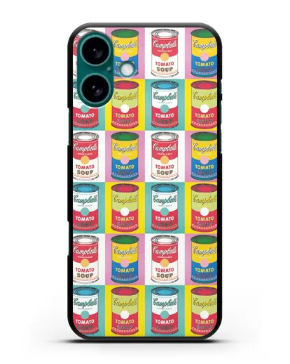 Чехол в стиле поп-арт Банки супа Кэмпбелл (Энди Уорхол) силиконовый для iPhone 16 Plus