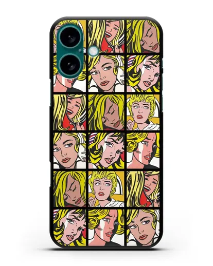 Чехол в стиле поп-арт Комикс (Рой Лихтенштейн) силиконовый для iPhone 16 Plus