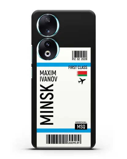 Чехол Авиабилет Минск с именем, фамилией силиконовый для Honor 90