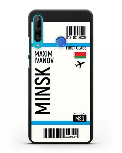 Чехол Авиабилет Минск с именем, фамилией силиконовый для Honor 9C