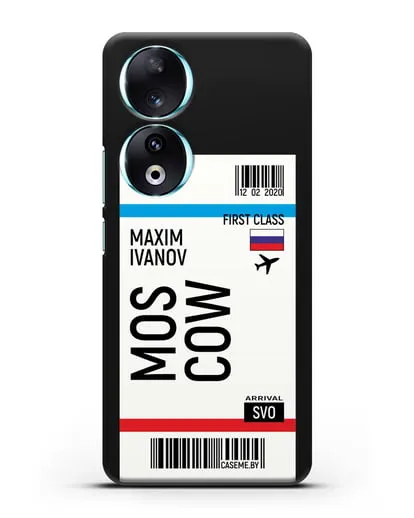 Чехол Авиабилет Москва с именем, фамилией силиконовый для Honor 90