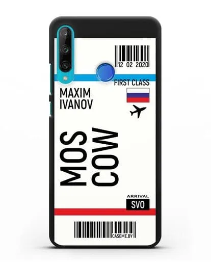 Чехол Авиабилет Москва с именем, фамилией силиконовый для Honor 9C