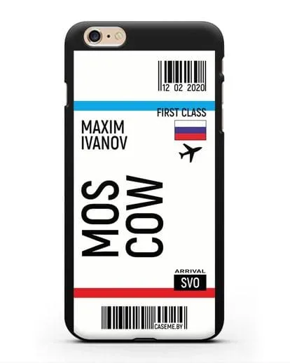 Чехол Авиабилет Москва с именем, фамилией силиконовый для iPhone 6 Plus