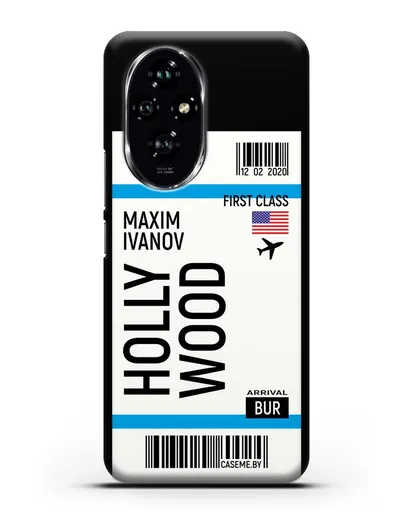 Чехол Авиабилет Голливуд с именем, фамилией силиконовый для Honor 200
