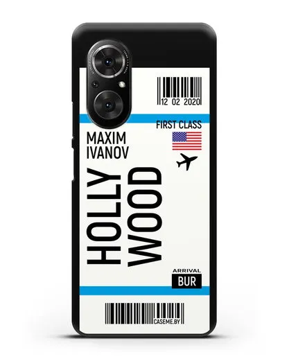 Чехол Авиабилет Голливуд с именем, фамилией силиконовый для Honor 50 SE