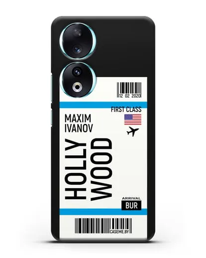 Чехол Авиабилет Голливуд с именем, фамилией силиконовый для Honor 90