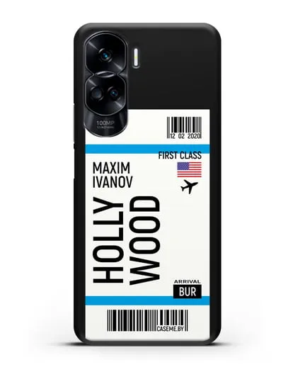 Чехол Авиабилет Голливуд с именем, фамилией силиконовый для Honor 90 Lite