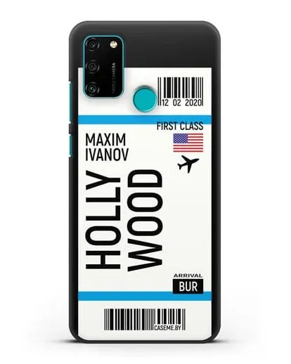 Чехол Авиабилет Голливуд с именем, фамилией силиконовый для Honor 9A