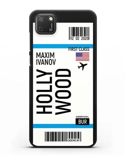 Чехол Авиабилет Голливуд с именем, фамилией силиконовый для Honor 9S
