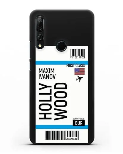 Чехол Авиабилет Голливуд с именем, фамилией силиконовый для Honor 9X