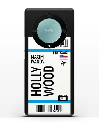 Чехол Авиабилет Голливуд с именем, фамилией силиконовый для Honor X9a