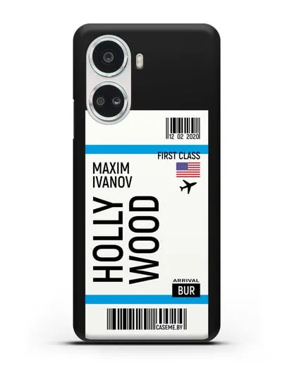 Чехол Авиабилет Голливуд с именем, фамилией силиконовый для Huawei Nova 10 SE