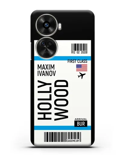 Чехол Авиабилет Голливуд с именем, фамилией силиконовый для Huawei Nova 12 SE