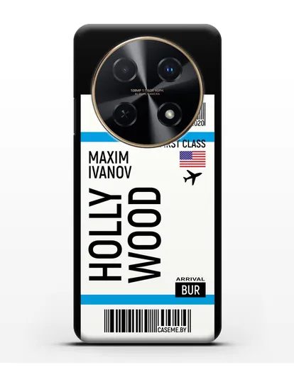 Чехол Авиабилет Голливуд с именем, фамилией силиконовый для Huawei Nova 12i