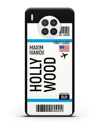 Чехол Авиабилет Голливуд с именем, фамилией силиконовый для Huawei Nova 8i