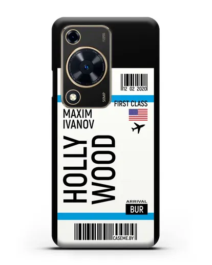 Чехол Авиабилет Голливуд с именем, фамилией силиконовый для Huawei Nova Y72