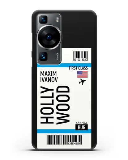 Чехол Авиабилет Голливуд с именем, фамилией силиконовый для Huawei P60