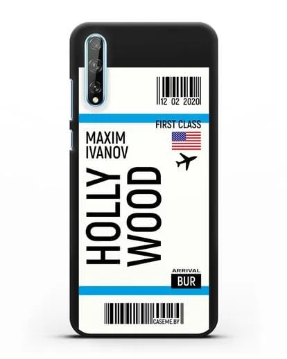 Чехол Авиабилет Голливуд с именем, фамилией силиконовый для Huawei Y8P